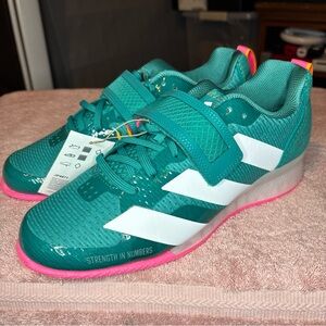 Size 9.5 Adidas Adipower Weightlifting 3 Shoes Teal White Pink JP9871 Women 10.5